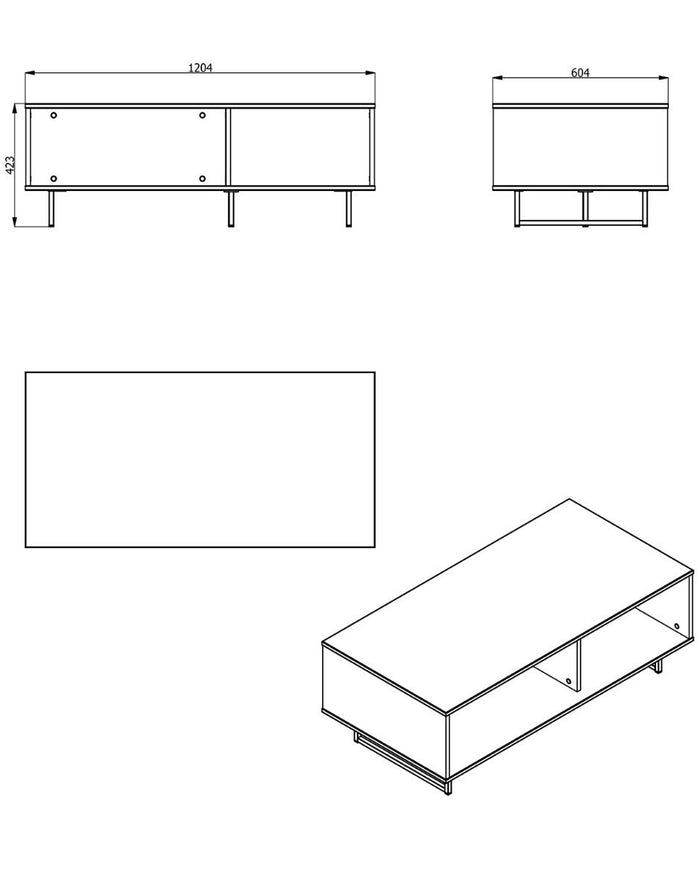 Tavolino industry soggiorno, finitura Rovere e Nero ZFM63280011