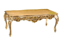 Tavolino barocco in foglia oro bronzo con piano in legno misura  : l. 109 x h. 43 x p.57