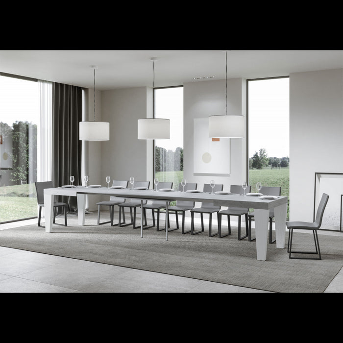 Tavolo allungabile 90x130/390 cm Spimbo Mix piano Bianco Frassino - - Cemento/Bianco Frassino