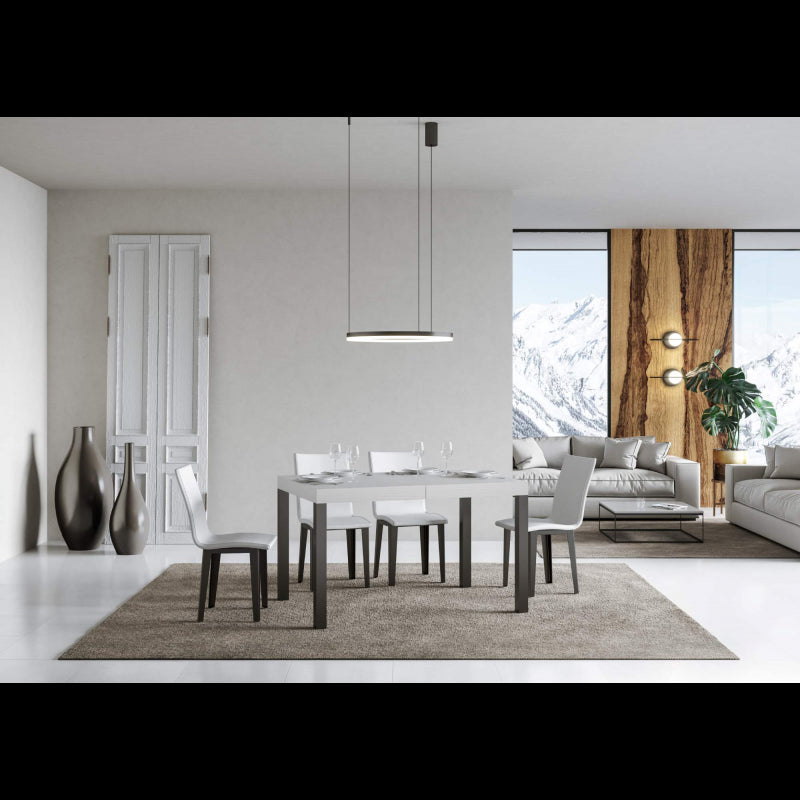 Tavolo allungabile 90x140/244 cm Everyday telaio Antracite - Bianco Frassino