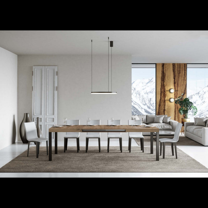 Tavolo allungabile 90x140/244 cm Everyday telaio Antracite - Bianco Frassino