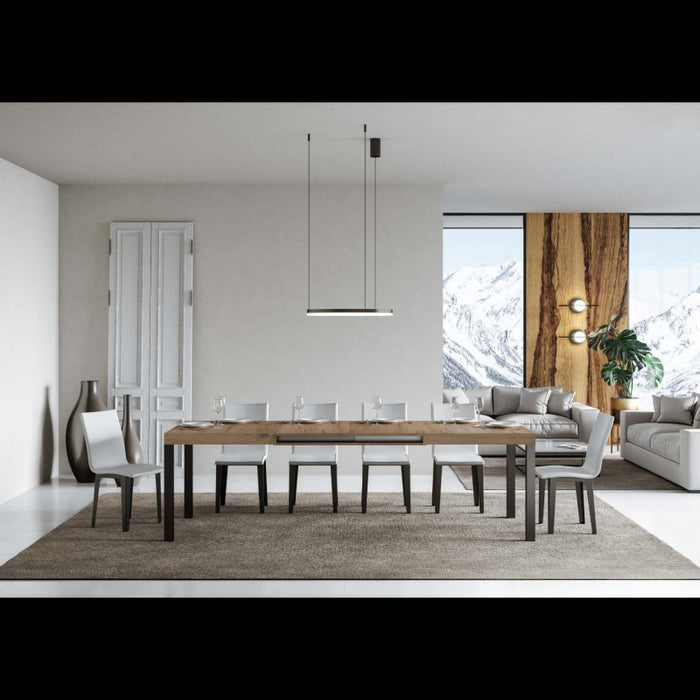 Tavolo allungabile 90x140/244 cm Everyday telaio Antracite - Bianco Frassino