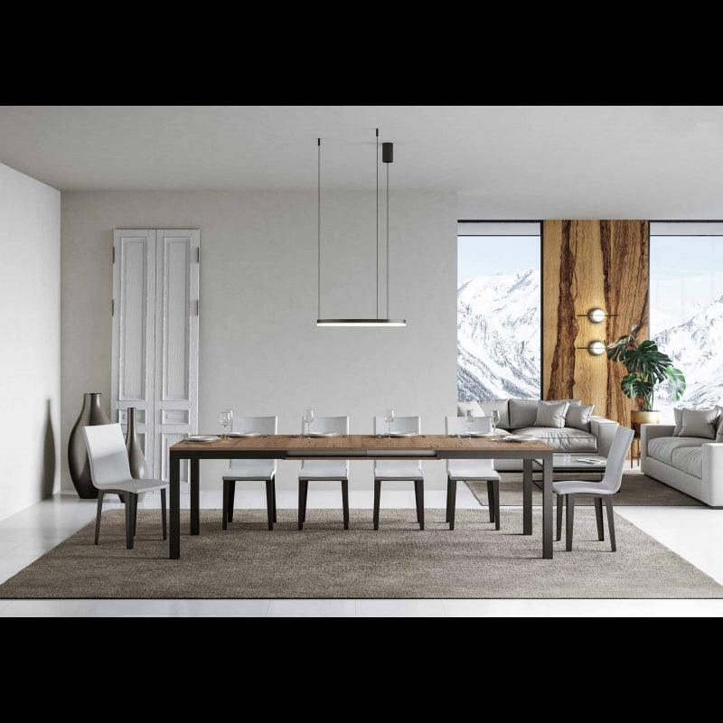 Tavolo allungabile 90x160/264 cm Everyday Evolution telaio Antracite - Bianco Frassino