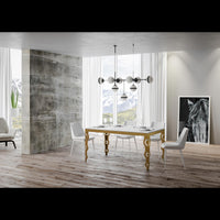 Tavolo allungabile 90x160/264 cm Karamay Evolution telaio Oro - Bianco Frassino