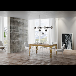 Tavolo allungabile 90x160/264 cm Karamay Evolution telaio Oro - Bianco Frassino