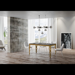 Tavolo allungabile 90x160/264 cm Karamay Evolution telaio Oro - Bianco Frassino