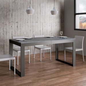 Tavolo allungabile 90x160/264 cm Tecno Evolution telaio Antracite - Cemento