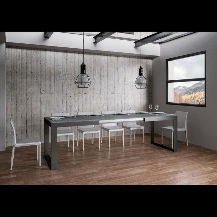 Tavolo allungabile 90x160/264 cm Tecno Evolution telaio Antracite - Cemento