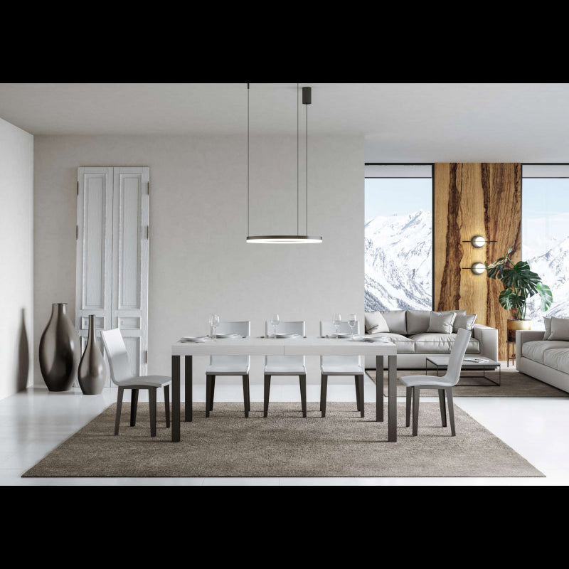 Tavolo allungabile 90x180/284 cm Everyday telaio Antracite - Bianco Frassino