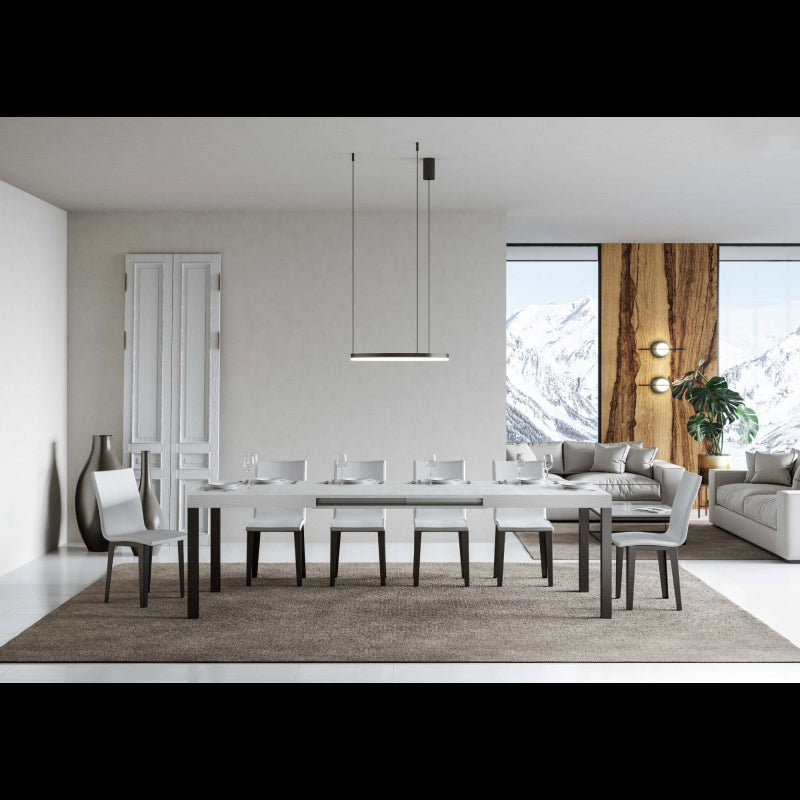 Tavolo allungabile 90x180/284 cm Everyday telaio Antracite - Bianco Frassino