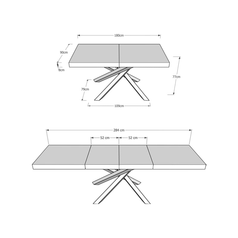 Tavolo allungabile 90x180/284 cm Volantis Premium telaio Antracite - Noce