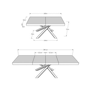 Tavolo allungabile 90x180/284 cm Volantis Premium telaio Antracite - Noce