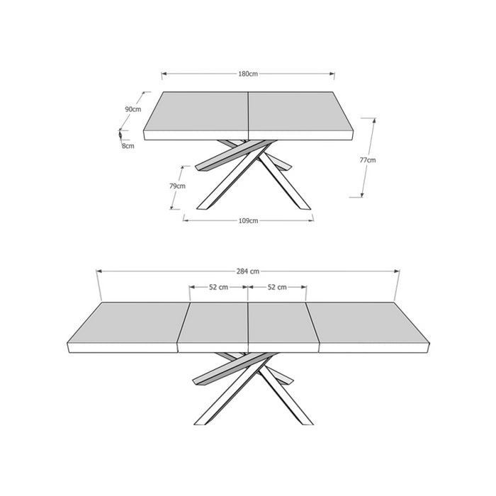 Tavolo allungabile 90x180/284 cm Volantis Premium telaio Antracite - Noce