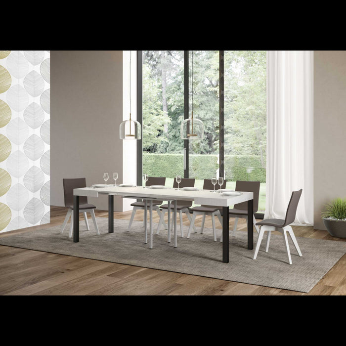 Tavolo allungabile 90x90/246 cm Everyday telaio Antracite - Bianco Frassino