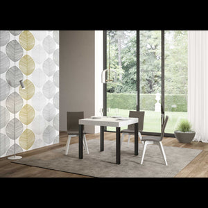 Tavolo allungabile 90x90/246 cm Everyday telaio Antracite - Bianco Frassino