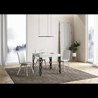 Tavolo allungabile 90x90/246 cm Karamay Premium telaio Antracite - Bianco Frassino