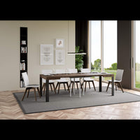 Tavolo allungabile 90x90/246 cm Linea telaio Antracite - Noce