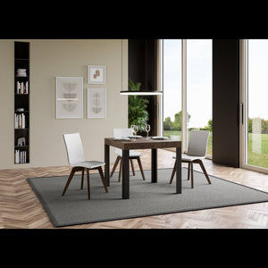 Tavolo allungabile 90x90/246 cm Linea telaio Antracite - Noce