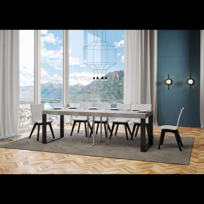 Tavolo allungabile 90x90/246 cm Tecno Premium telaio Antracite - Cemento