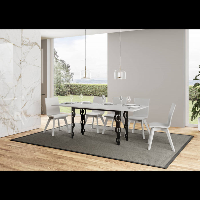 Tavolo apribile 120/200x45/90 cm Karamay Double telaio Antracite - Bianco Frassino