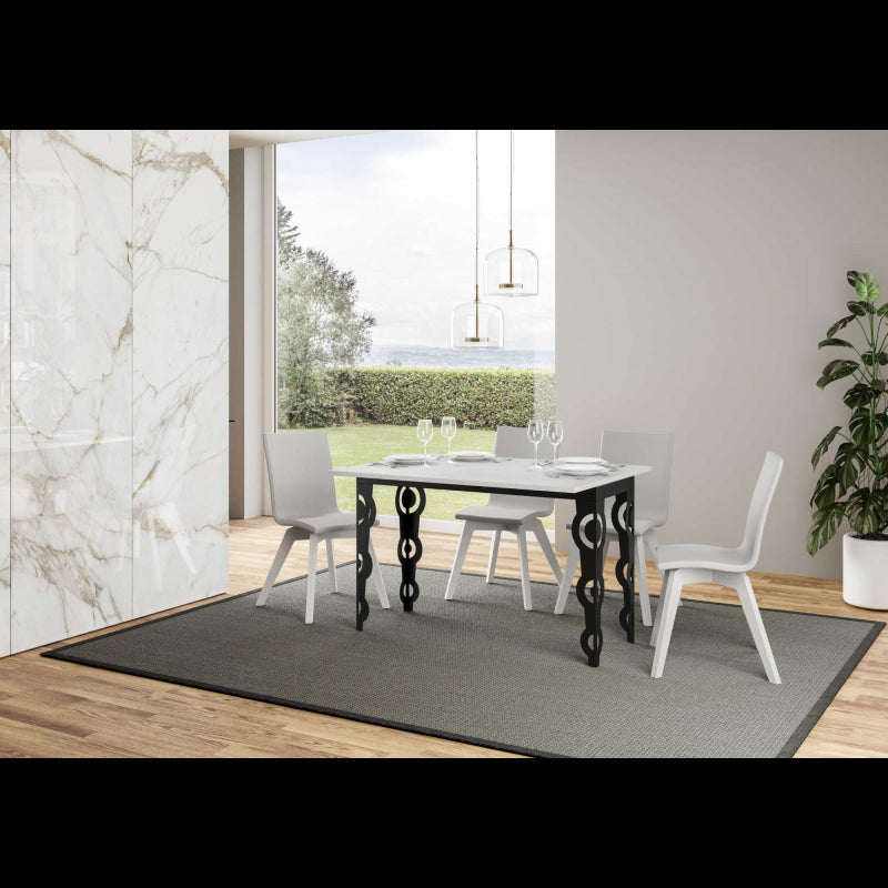 Tavolo apribile 120/200x45/90 cm Karamay Double telaio Antracite - Bianco Frassino