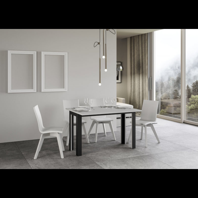 Tavolo apribile 120/200x45/90 cm Linea Double telaio Antracite - Bianco Frassino