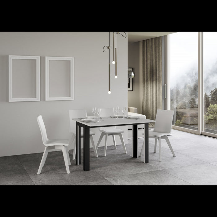 Tavolo apribile 120/200x45/90 cm Linea Double telaio Antracite - Bianco Frassino