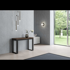 Tavolo apribile 120x45/90 cm Tecno Double telaio Antracite - Noce