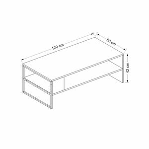 Tavolino basso da salotto 120x60x42 cm Concord bianco e nero