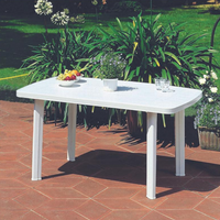 Tavolo da Giardino 138x87x72cm in plastica Rettangolare con Gambe smontabili colore bianco Tomaino