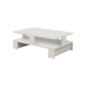 Tavolino da salotto 80x50x27,5 cm Mansu bianco doppio ripiano