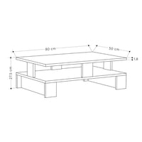 Tavolino da salotto 80x50x27,5 cm Mansu bianco doppio ripiano