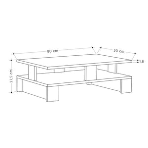 Tavolino da salotto 80x50x27,5 cm Mansu bianco doppio ripiano