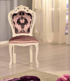 Sedia shabby chic imbottita in legno massello intagliata con fregi - Mobili 2G