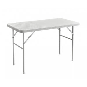 Tavolo Pieghevole 122X60Cm Con Finitura Effetto Rattan Bianco Casacollection