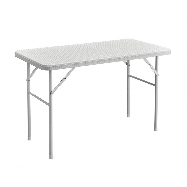 Tavolo Pieghevole 122X60Cm Con Finitura Effetto Rattan Bianco Casacollection