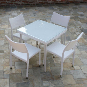 Tavolo polyrattan adila quadrato biancocrema con vetro cm90x90h77