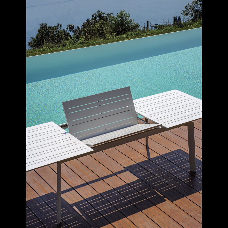 Tavolo Porto Ercole Allungabile 200/300 X 102 Cm - Allungo Centrale - Bianco Moia