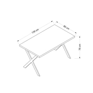 Tavolo rettangolare 139x80x76 Bryan rovere gambe incrociate nere