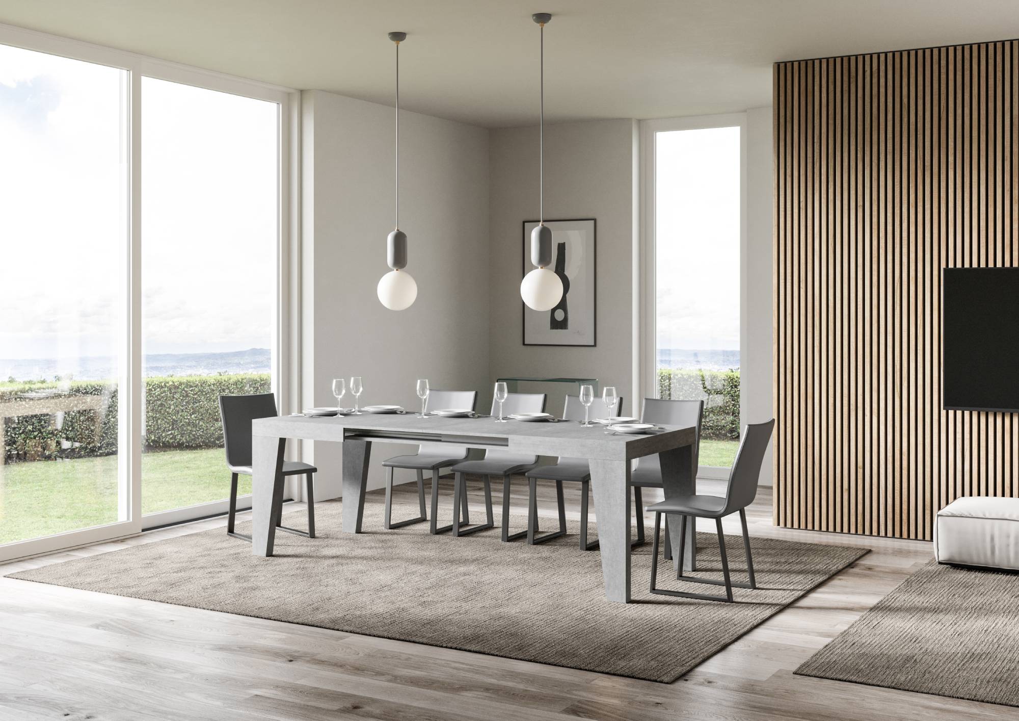 Tavolo Allungabile 130-390x90x77 cm Naxy Cemento