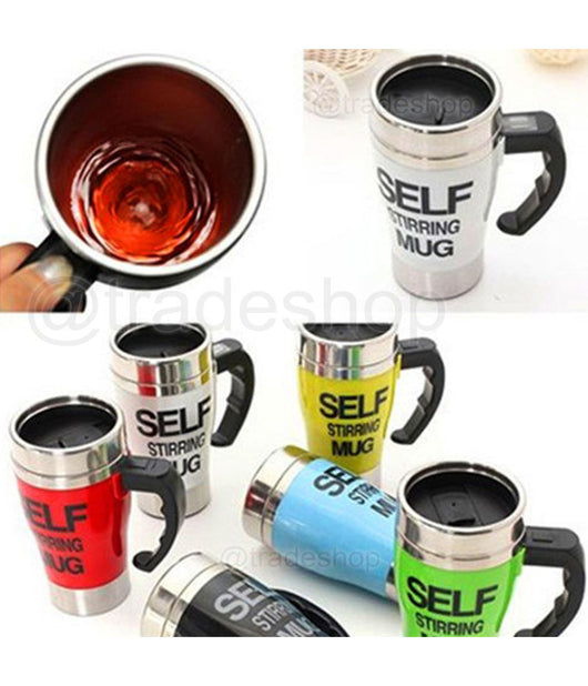 Tazza Bicchiere Automescolante Self Stirring Mug Per Cappuccino Latte Colazione         