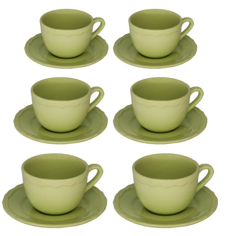 Tazza the set 6 pezzi juliet verde pastello c/piattino cmø9,5h7