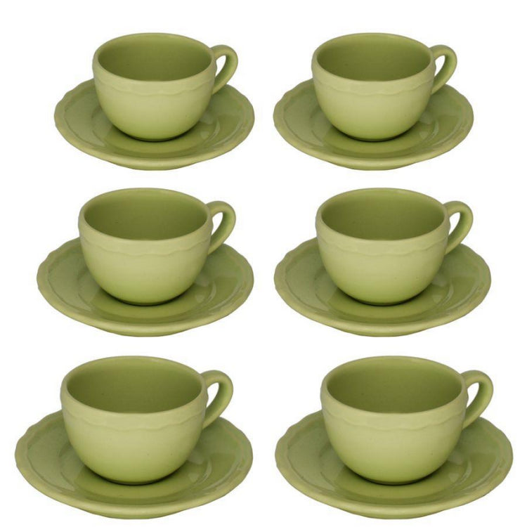 Tazzina caffe' set 6 pezzi juliet verdepastello c/piattino cmø7,5h5