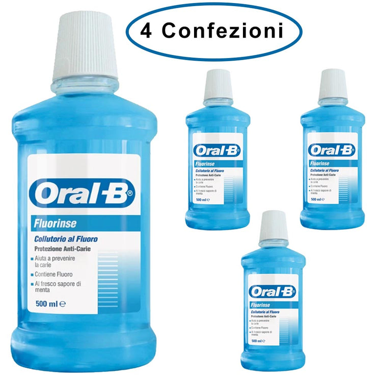 Oral b colluttorio fluorinse protezione anti-carie al fluoro 4 confezioni da 500 milliliters