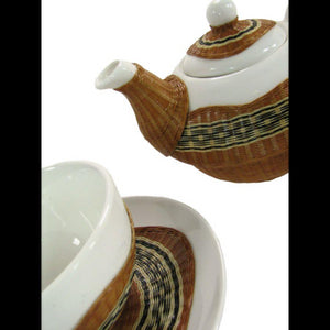 Teiera con tazza decoro bambu' noce tazza e teiera