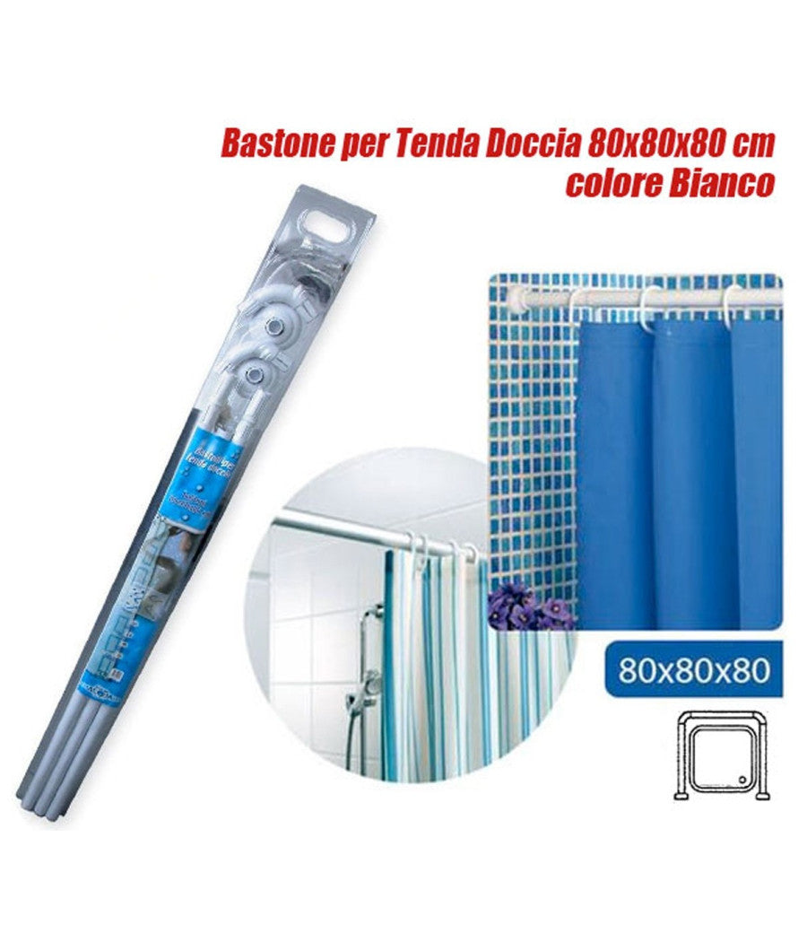 Telaio Tenda Tende Bastone Asta Doccia E Vasca Da Bagno Colore Bianco 80x80x80cm         