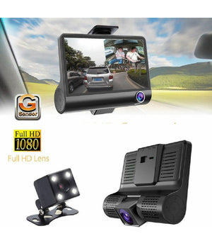 Telecamera Dvr Per Auto Camper Full Hd 1080p 3 Telecamere Interna Esterna Lcd 4'         