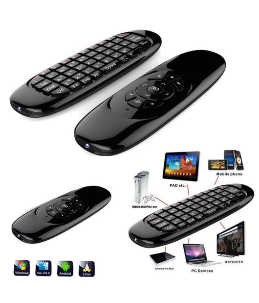 Telecomando Air Mouse C-120 Wireless 2,4 Ghz Mini Tastiera Movimento Android Pc         