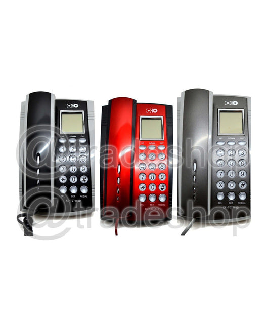 Telefono Caller Id Phone Kx-t071cid Multifuzione Grigio Rosso Nero Display Lcd         