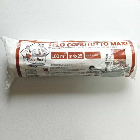 Telo copritutto maxi 4x25mt da imbianchino per proteggere da oli pittura polvere